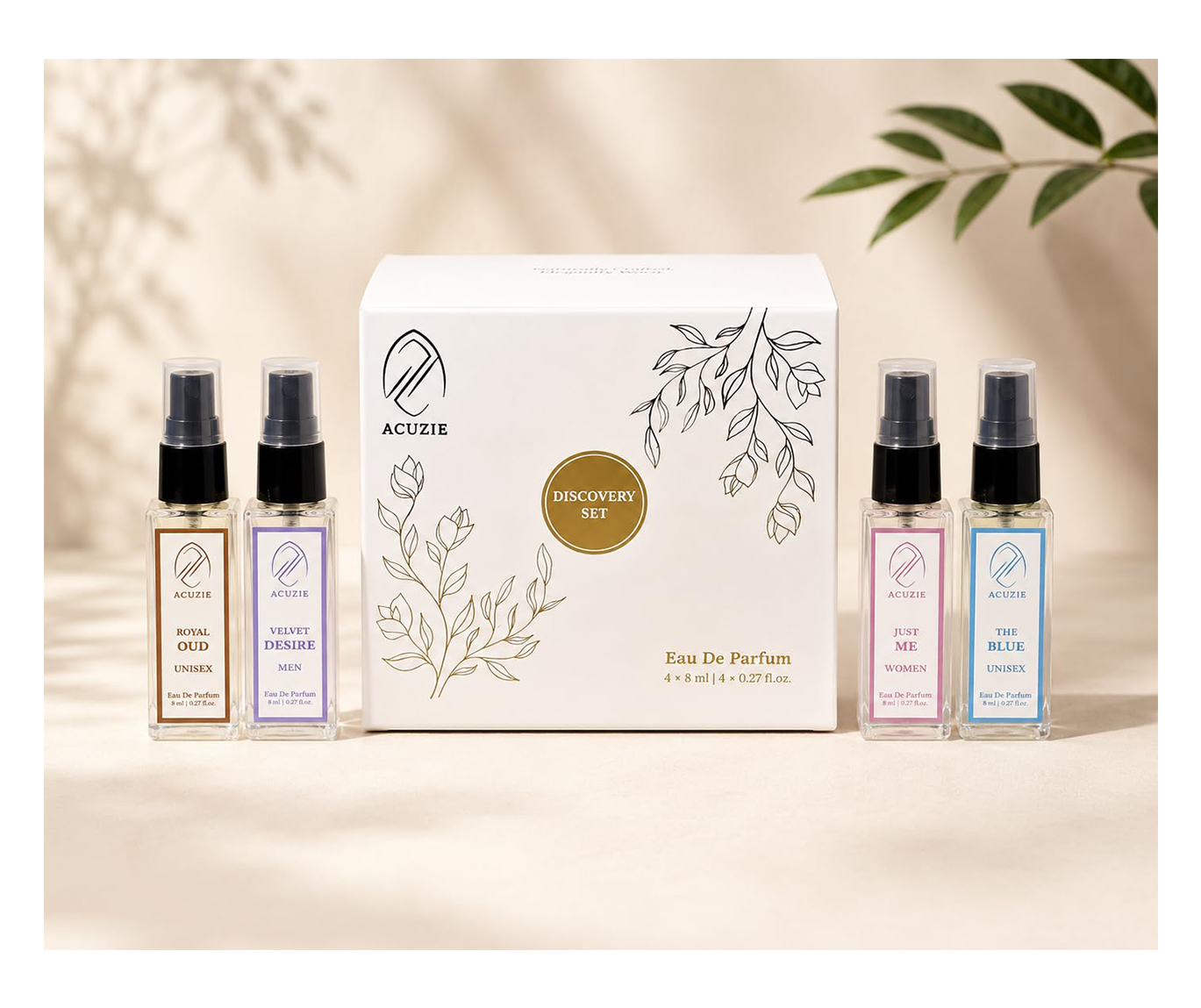 Acuzie Eau De Parfum Discovery Set 4*8ml Royal Oud, The Blue, Velvet Desire, Just Me
